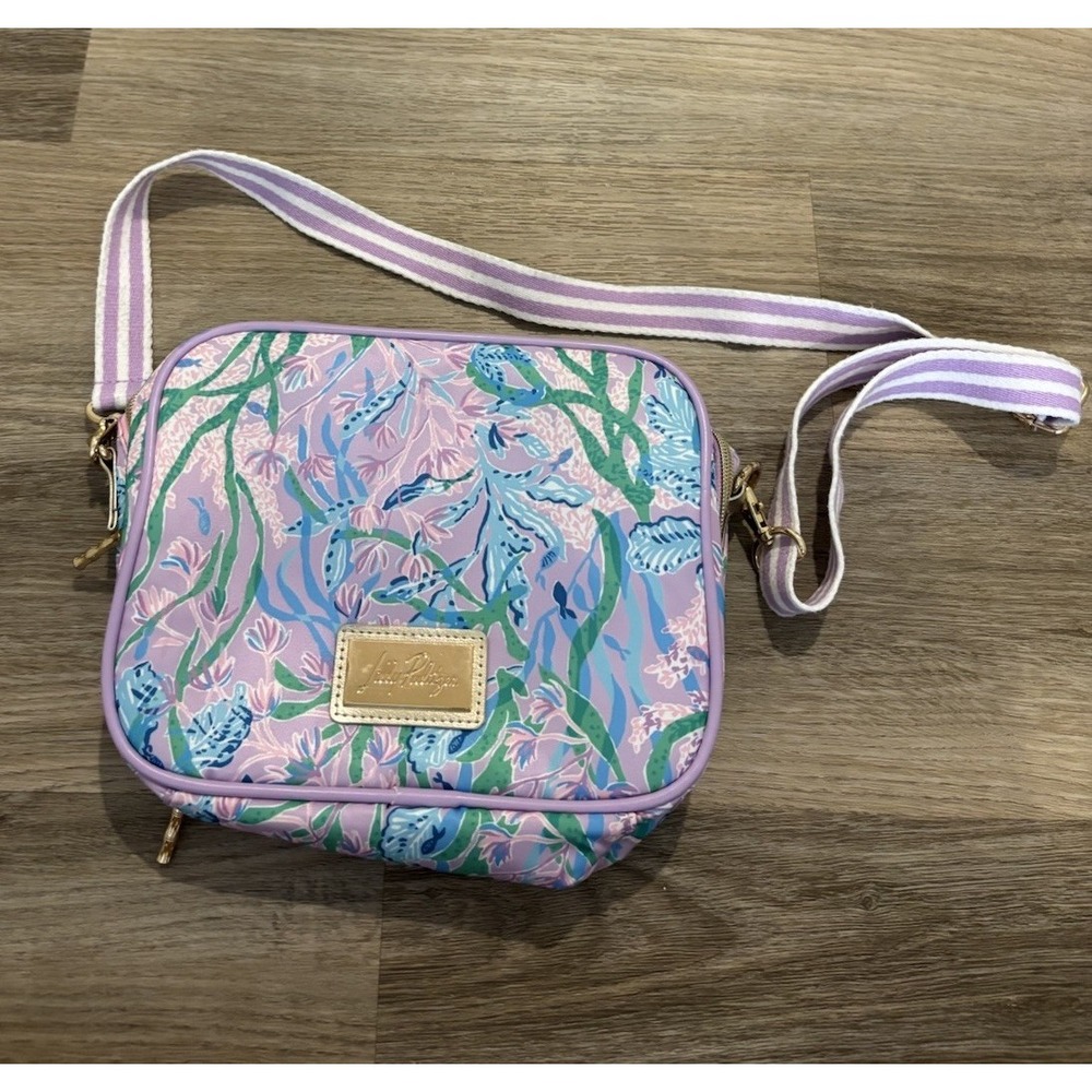 Lilly Pulitzer Floral Insulated Lunch Box Bag Cooler Tote Zip Pouch Secret Strap